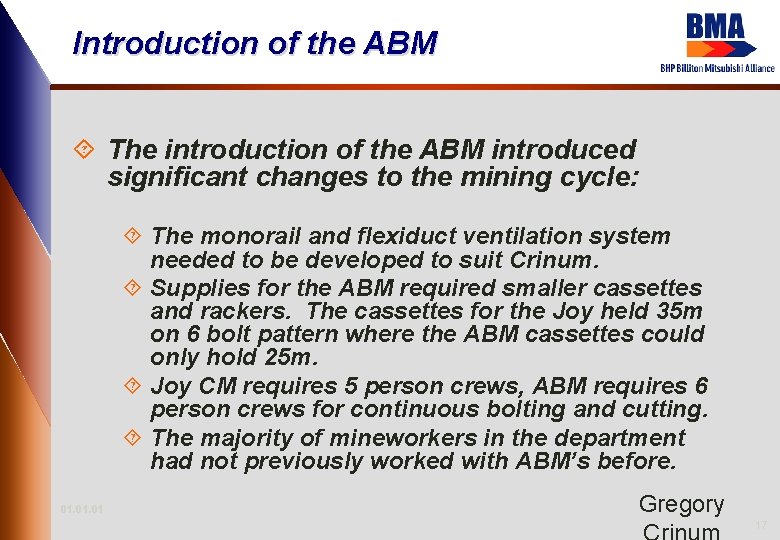 Introduction of the ABM ´ The introduction of the ABM introduced significant changes to