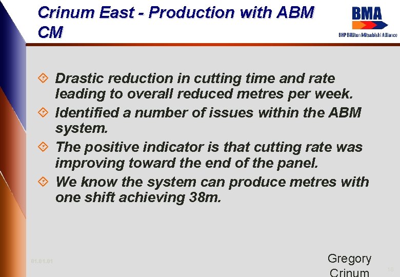 Crinum East - Production with ABM CM ´ Drastic reduction in cutting time and