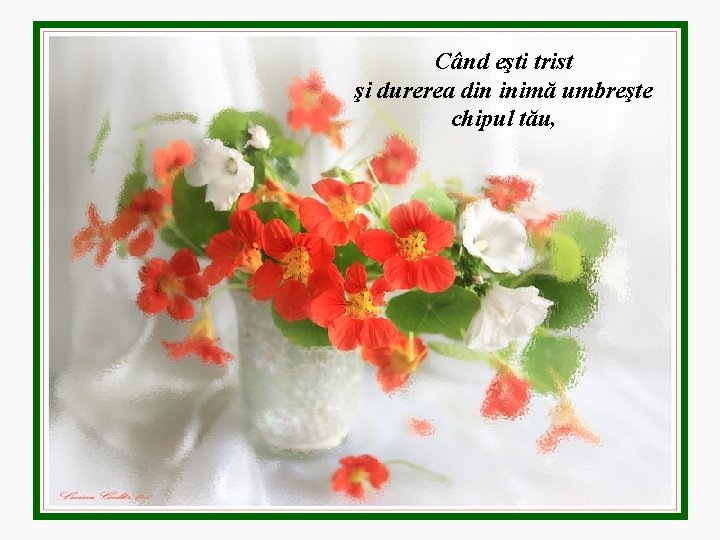 Când eşti trist şi durerea din inimă umbreşte chipul tău, 