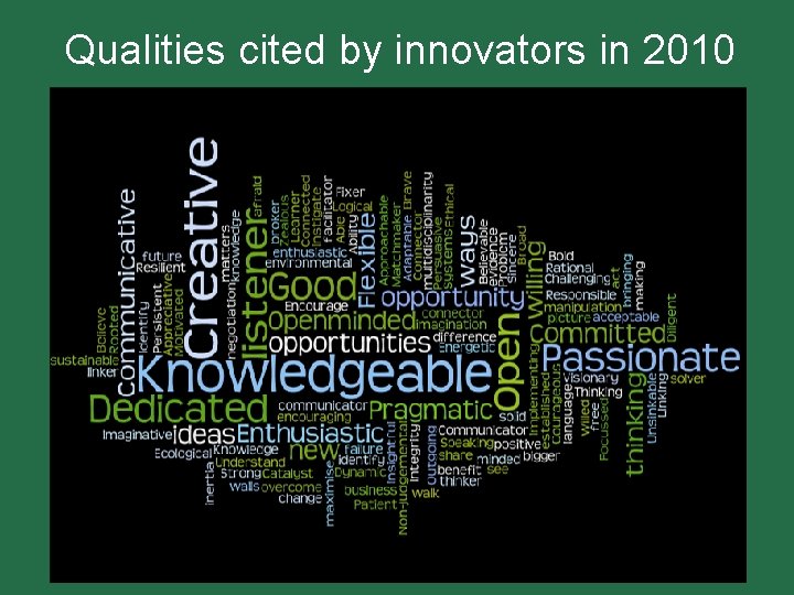 Qualities cited by innovators in 2010 