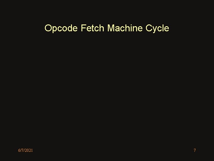 Opcode Fetch Machine Cycle 6/7/2021 7 