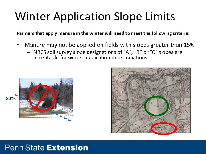 Winter Application Slope Limits Farmers that apply manure in the winter will need to