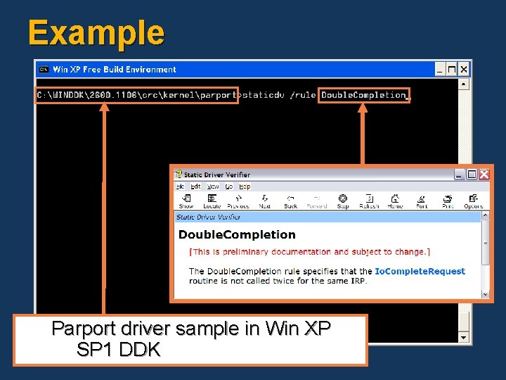 Example Parport driver sample in Win XP SP 1 DDK Example Parport driver sample in Win XP SP 1 DDK