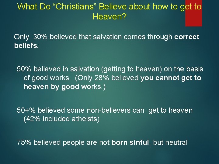 What Do “Christians” Believe about how to get to Heaven? Only 30% believed that