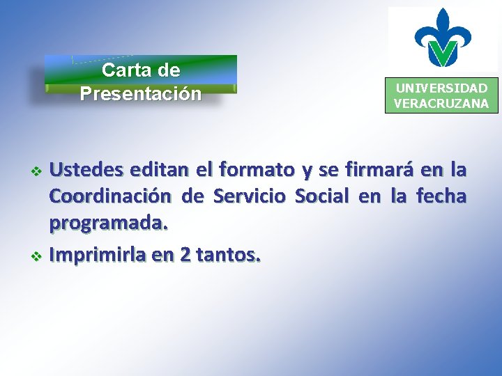 Carta de Presentación UNIVERSIDAD VERACRUZANA Ustedes editan el formato y se firmará en la