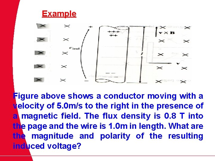 Example Figure above shows a conductor moving with a velocity of 5. 0 m/s