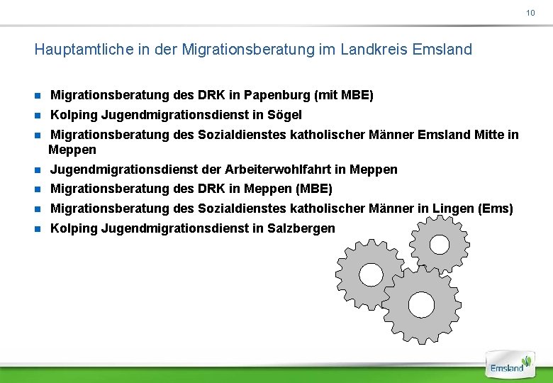 10 Hauptamtliche in der Migrationsberatung im Landkreis Emsland Migrationsberatung des DRK in Papenburg (mit