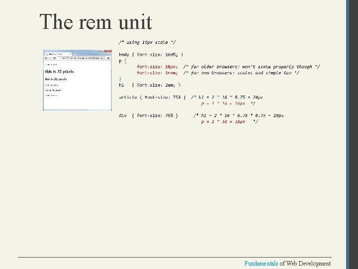 The rem unit Fundamentals of Web Development 