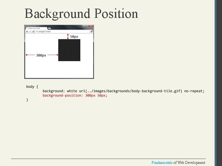 Background Position Fundamentals of Web Development 