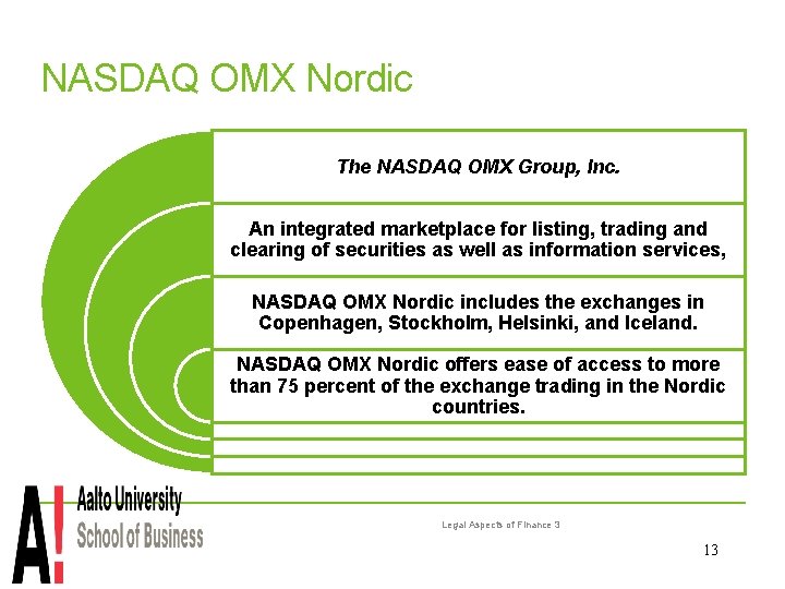 NASDAQ OMX Nordic The NASDAQ OMX Group, Inc. An integrated marketplace for listing, trading