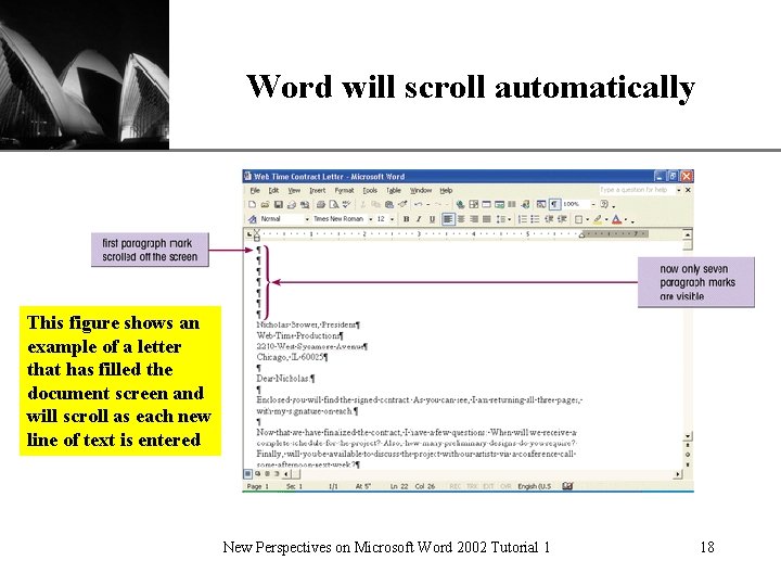 Word will scroll automatically XP This figure shows an example of a letter that Word will scroll automatically XP This figure shows an example of a letter that