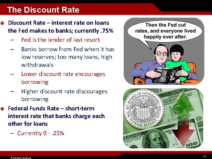 The Discount Rate – interest rate on loans the Fed makes to banks; currently.