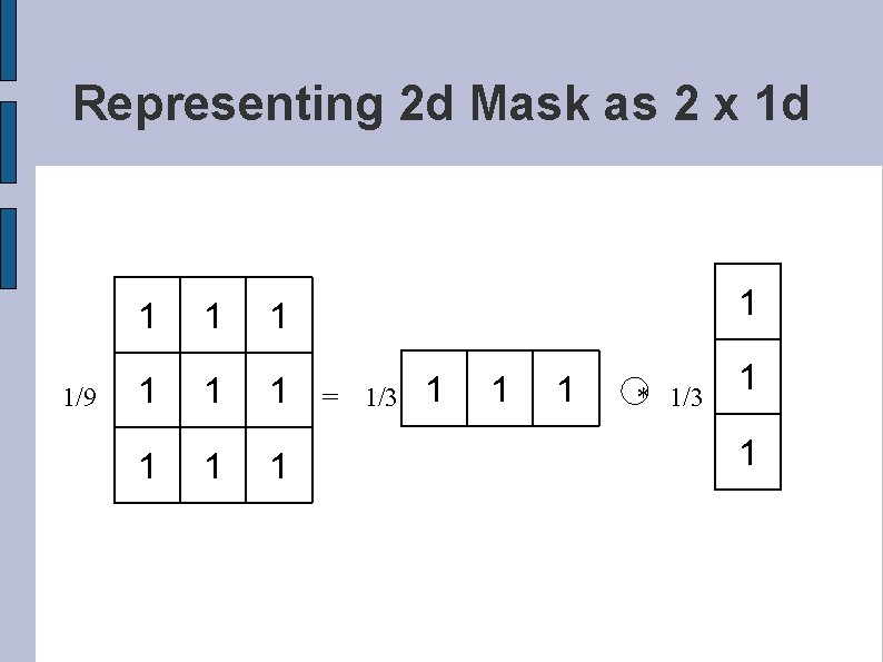 Representing 2 d Mask as 2 x 1 d 1/9 1 1 1 1