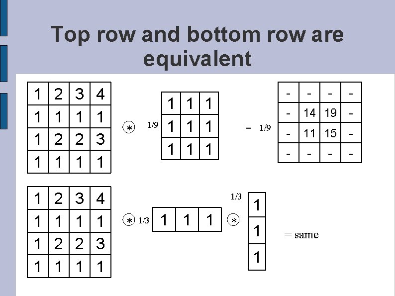 Top row and bottom row are equivalent 1 1 1 1 2 1 2