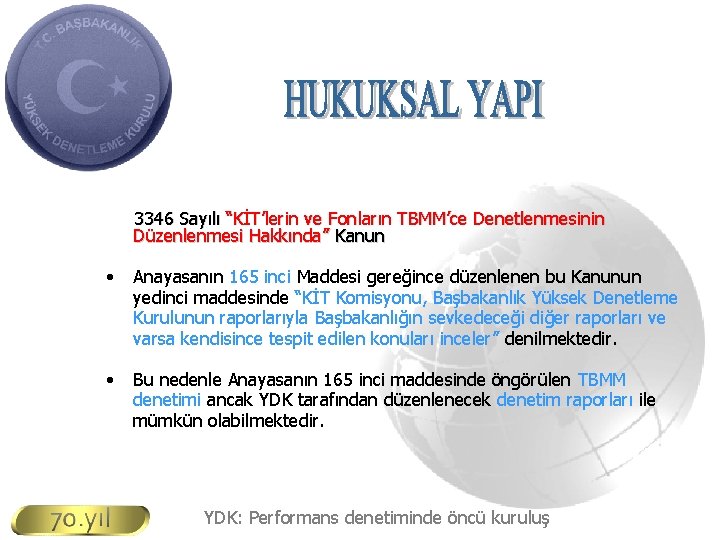 3346 Sayılı “KİT’lerin ve Fonların TBMM’ce Denetlenmesinin Düzenlenmesi Hakkında” Kanun • Anayasanın 165 inci