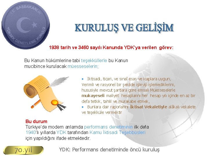 1938 tarih ve 3460 sayılı Kanunda YDK’ya verilen görev: Bu Kanun hükümlerine tabi teşekküllerle