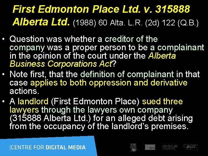 First Edmonton Place Ltd. v. 315888 Alberta Ltd. (1988) 60 Alta. L. R. (2