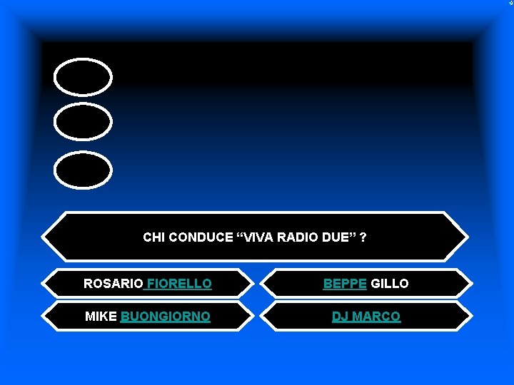 CHI CONDUCE “VIVA RADIO DUE” ? ROSARIO FIORELLO BEPPE GILLO MIKE BUONGIORNO DJ MARCO