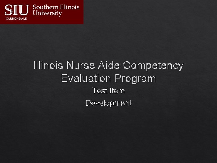 Illinois Nurse Aide Competency Evaluation Program Test Item Development 