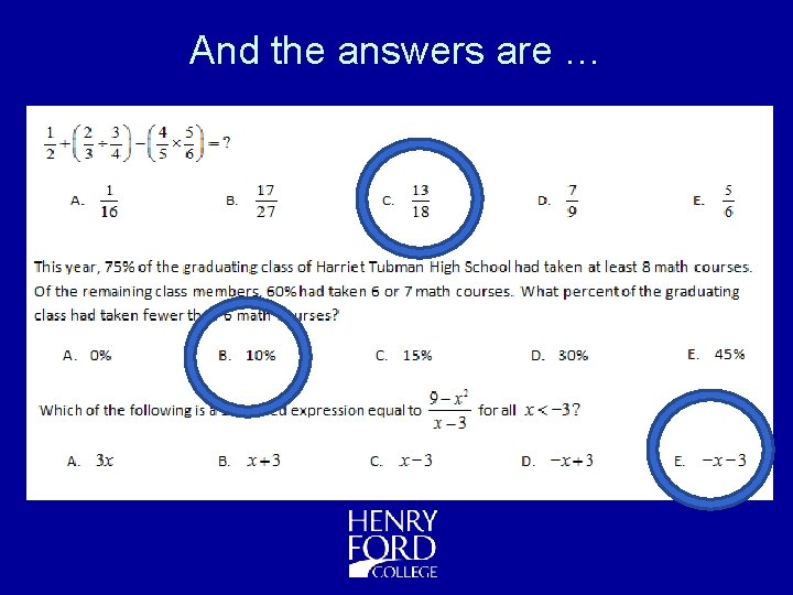 And the answers are … 