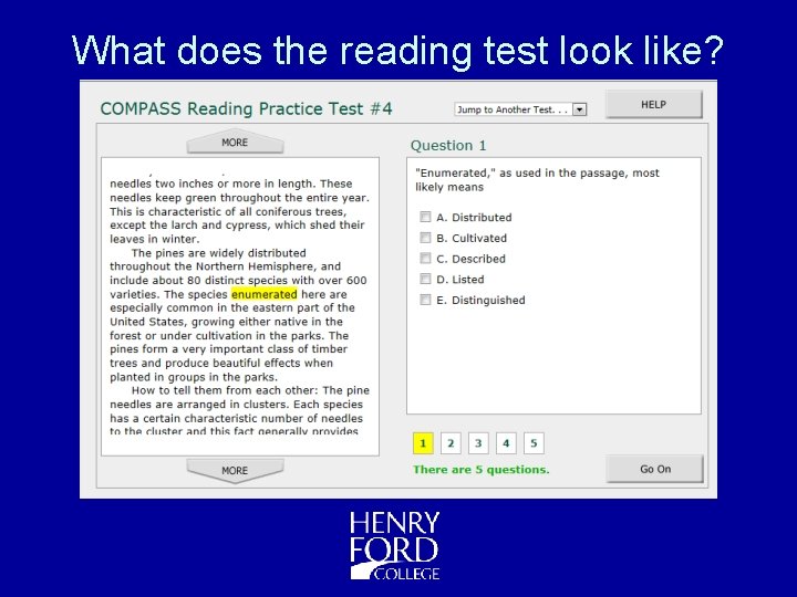 What does the reading test look like? 
