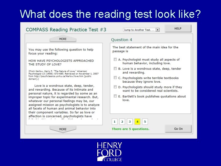 What does the reading test look like? 
