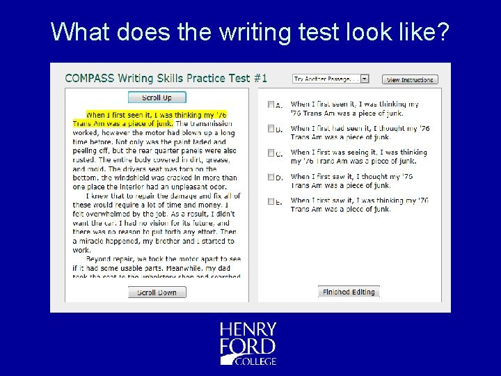 What does the writing test look like? 