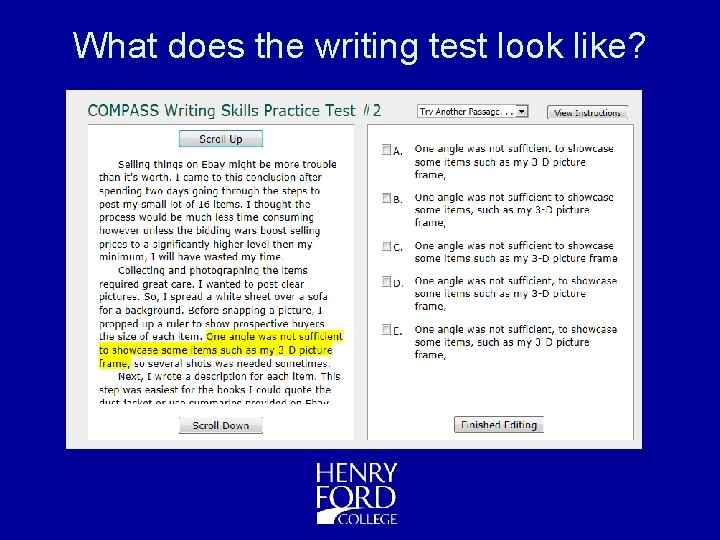 What does the writing test look like? 