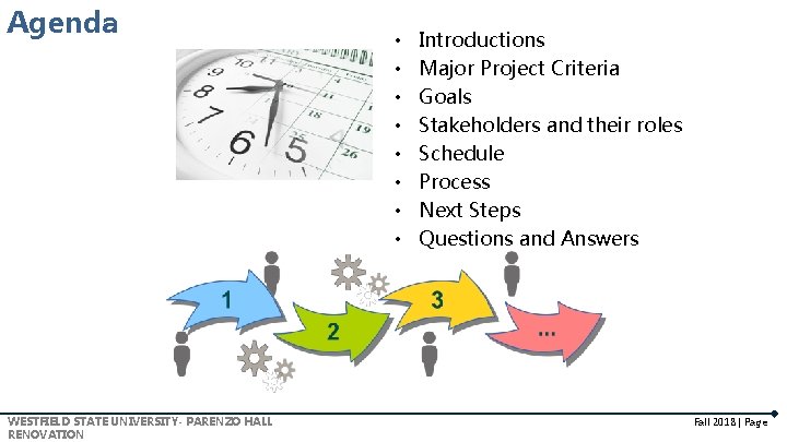 Agenda WESTFIELD STATE UNIVERSITY- PARENZO HALL RENOVATION • • Introductions Major Project Criteria Goals