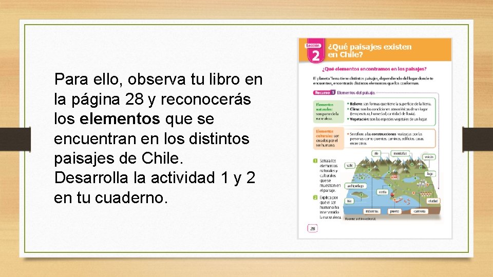 Para ello, observa tu libro en la página 28 y reconocerás los elementos que