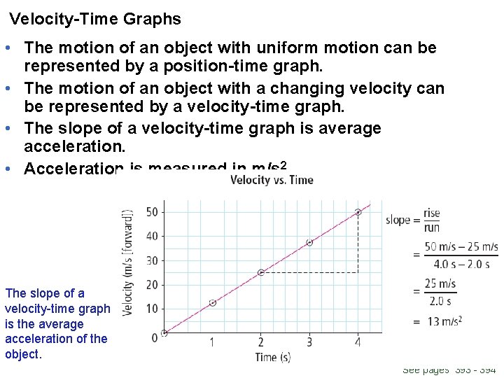 Velocity-Time Graphs • The motion of an object with uniform motion can be represented