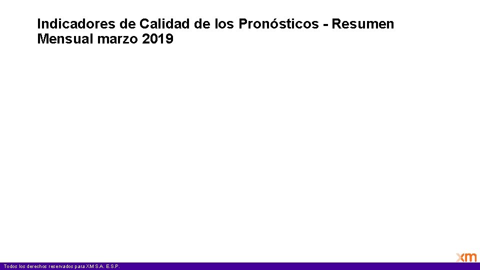 Indicadores de Calidad de los Pronósticos - Resumen Mensual marzo 2019 Todos los derechos