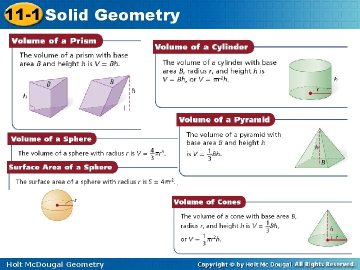 11 -1 Solid Geometry Holt Mc. Dougal Geometry 