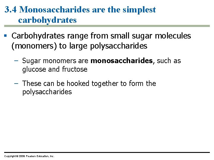 3. 4 Monosaccharides are the simplest carbohydrates § Carbohydrates range from small sugar molecules