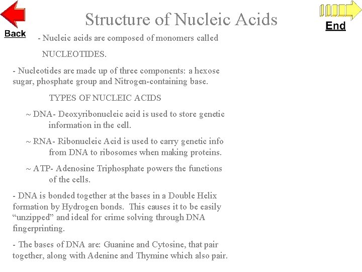 Structure of Nucleic Acids - Nucleic acids are composed of monomers called NUCLEOTIDES. -