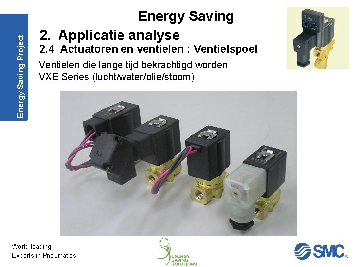 Energy Saving Project Energy Saving 2. Applicatie analyse 2. 4 Actuatoren en ventielen :