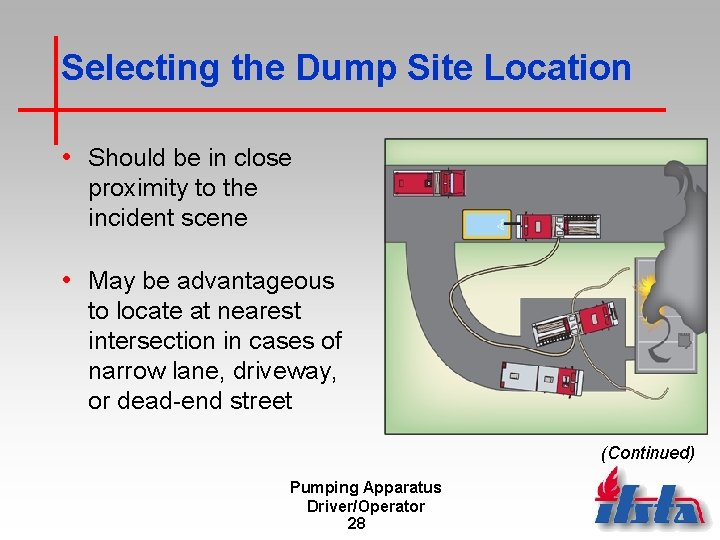 Selecting the Dump Site Location • Should be in close proximity to the incident