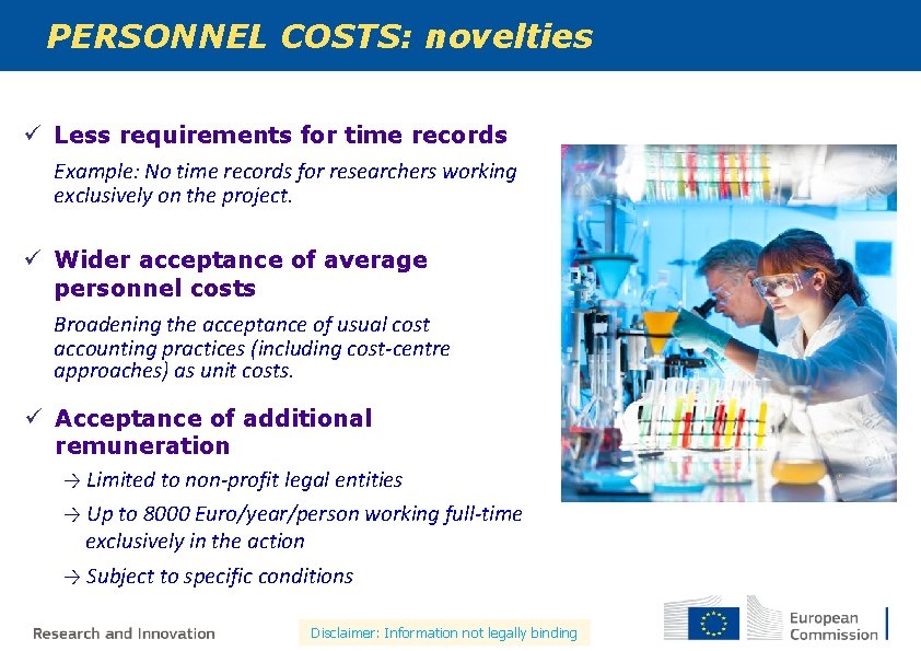 PERSONNEL COSTS: novelties ü Less requirements for time records Example: No time records for