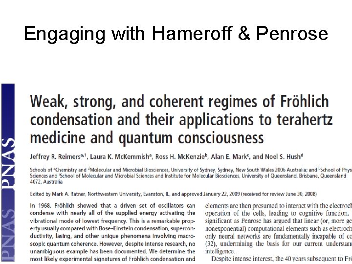 Engaging with Hameroff & Penrose 