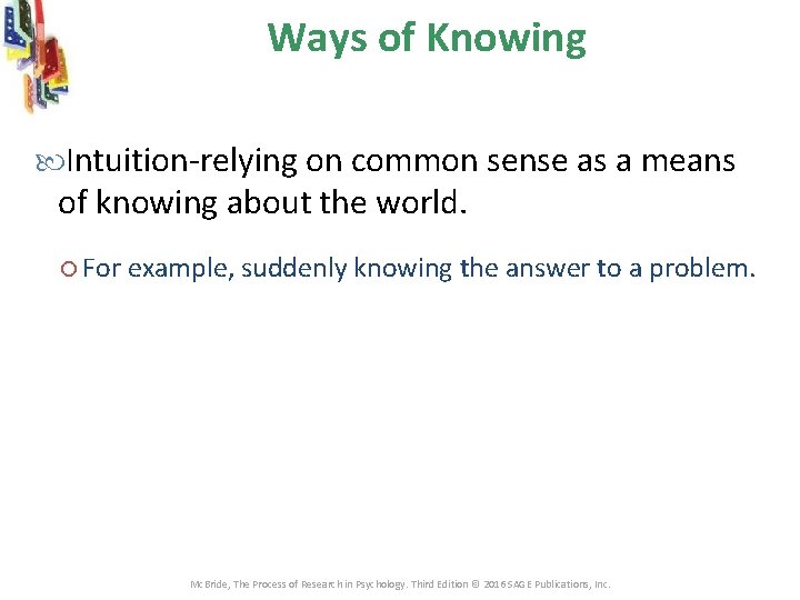Ways of Knowing Intuition-relying on common sense as a means of knowing about the Ways of Knowing Intuition-relying on common sense as a means of knowing about the