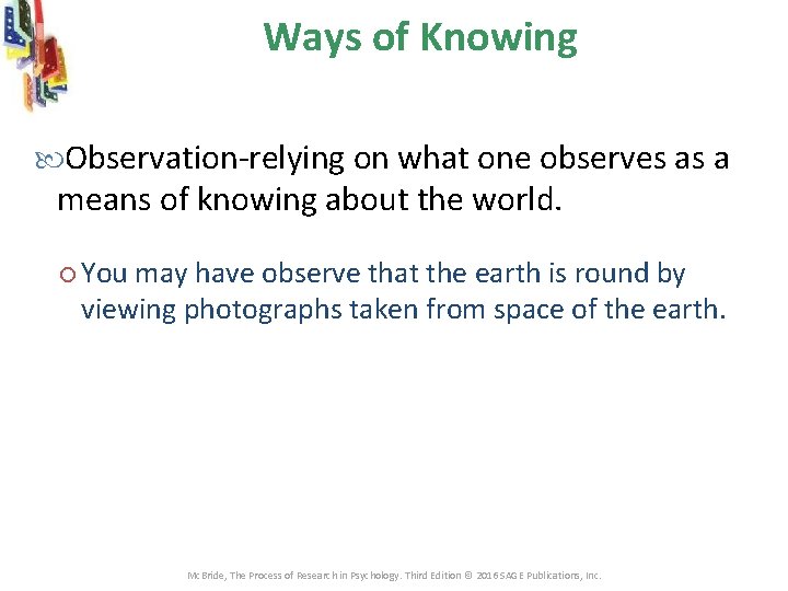 Ways of Knowing Observation-relying on what one observes as a means of knowing about Ways of Knowing Observation-relying on what one observes as a means of knowing about