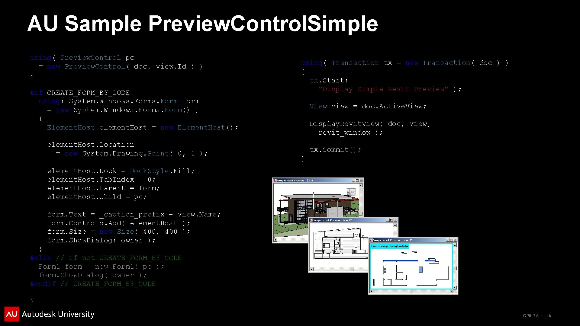 AU Sample Preview. Control. Simple using( Preview. Control pc = new Preview. Control( doc,