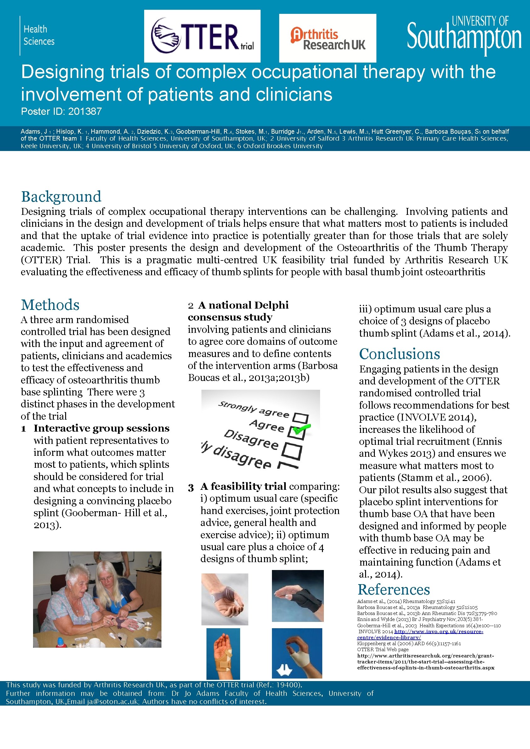 Designing trials of complex occupational therapy with the involvement of patients and clinicians Poster