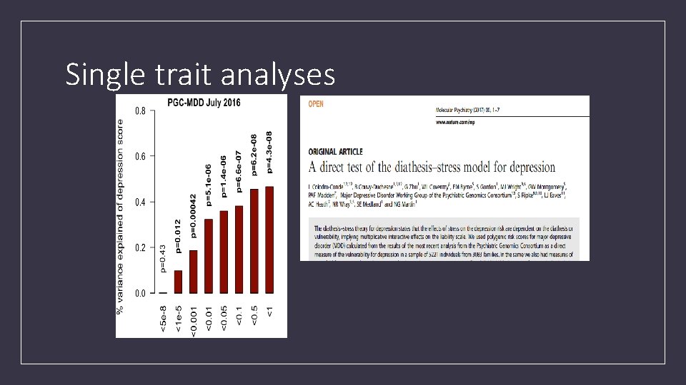 Single trait analyses 