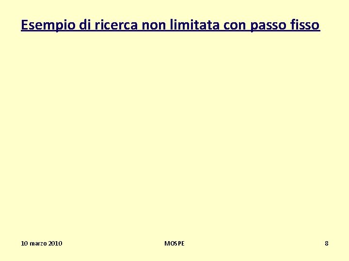 Esempio di ricerca non limitata con passo fisso 10 marzo 2010 MOSPE 8 