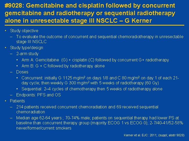 #9028: Gemcitabine and cisplatin followed by concurrent gemcitabine and radiotherapy or sequential radiotherapy alone