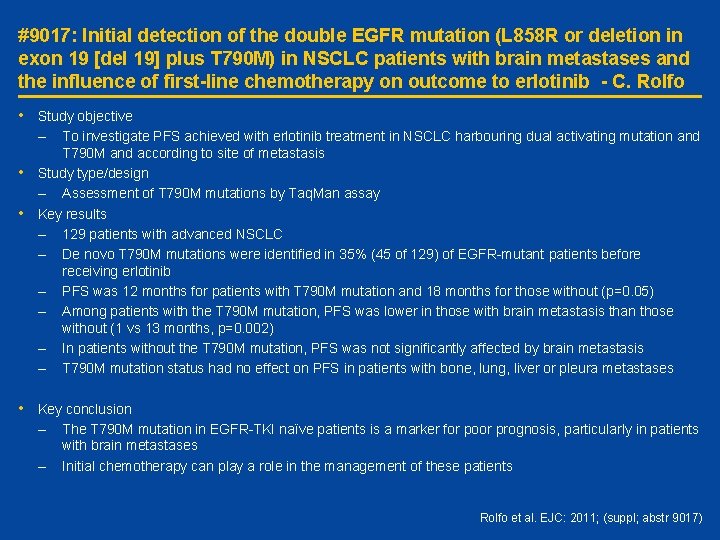 #9017: Initial detection of the double EGFR mutation (L 858 R or deletion in