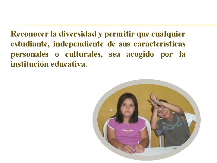 Reconocer la diversidad y permitir que cualquier estudiante, independiente de sus características personales o