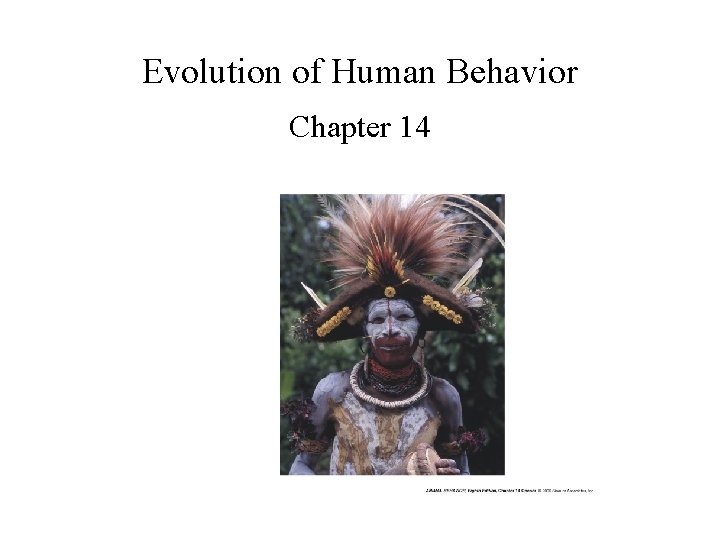 Evolution of Human Behavior Chapter 14 