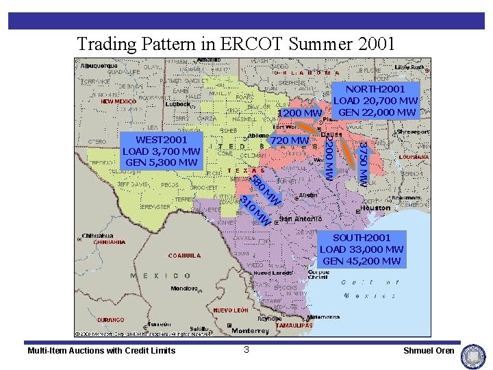 Trading Pattern in ERCOT Summer 2001 1200 MW 58 0 3750 MW 720 MW